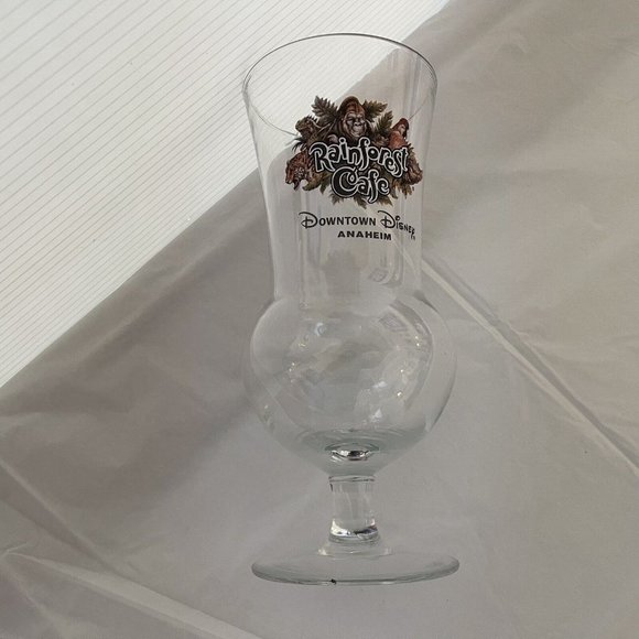 Rainforest Cafe Downtown Disney Anaheim Collectable Hurricane Souvenir Glass Cup - Picture 9 of 10